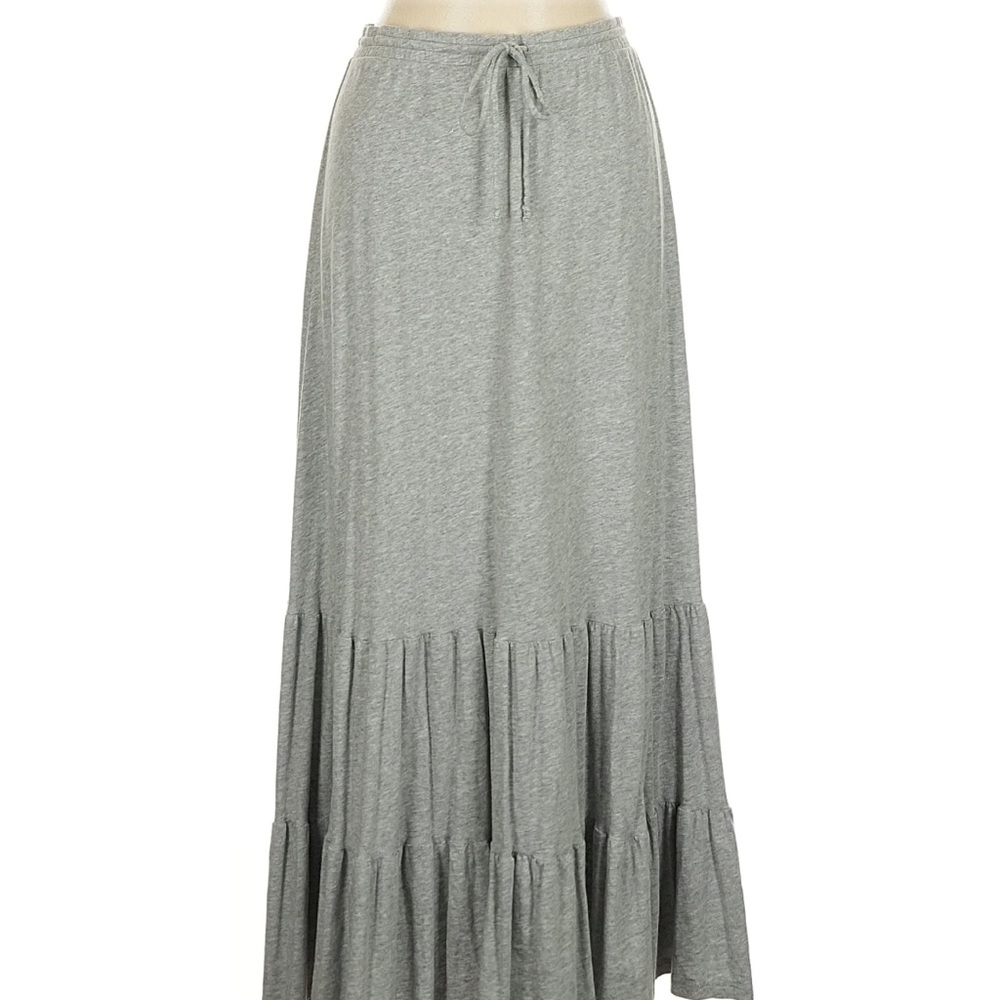 Garnet Hill Gray Maxi Skirt with Ruffle Detail